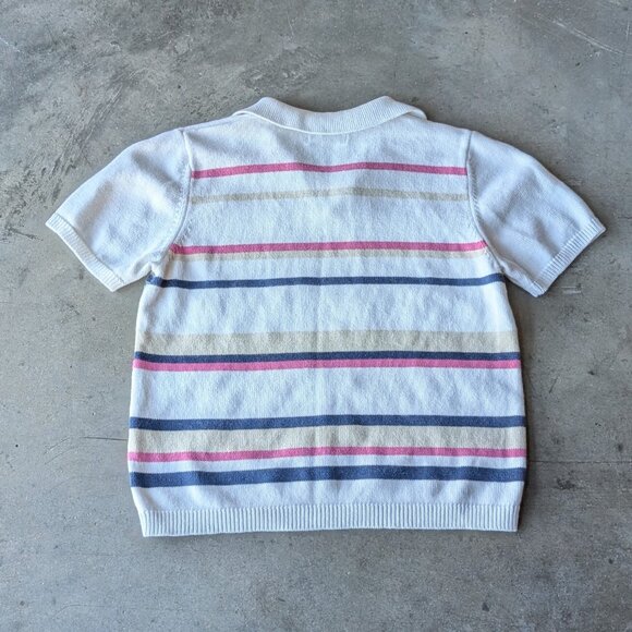Vintage Alfred Dunner Embroidered Strawberry Stripe Short Sleeve Knit Top small - Picture 6 of 6